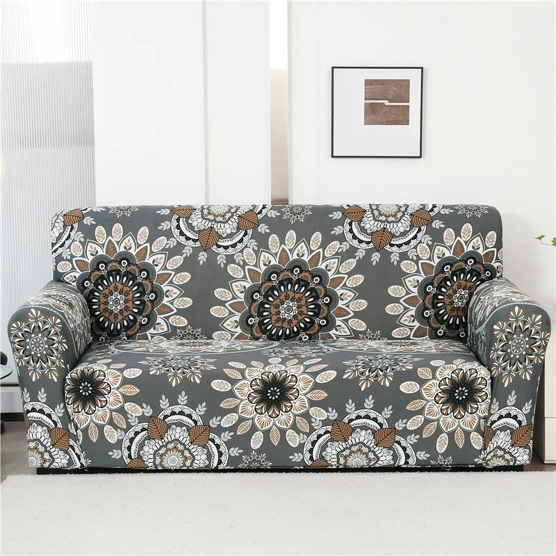 Slip-Resistant Stretch Sofa Cover with Floral Design