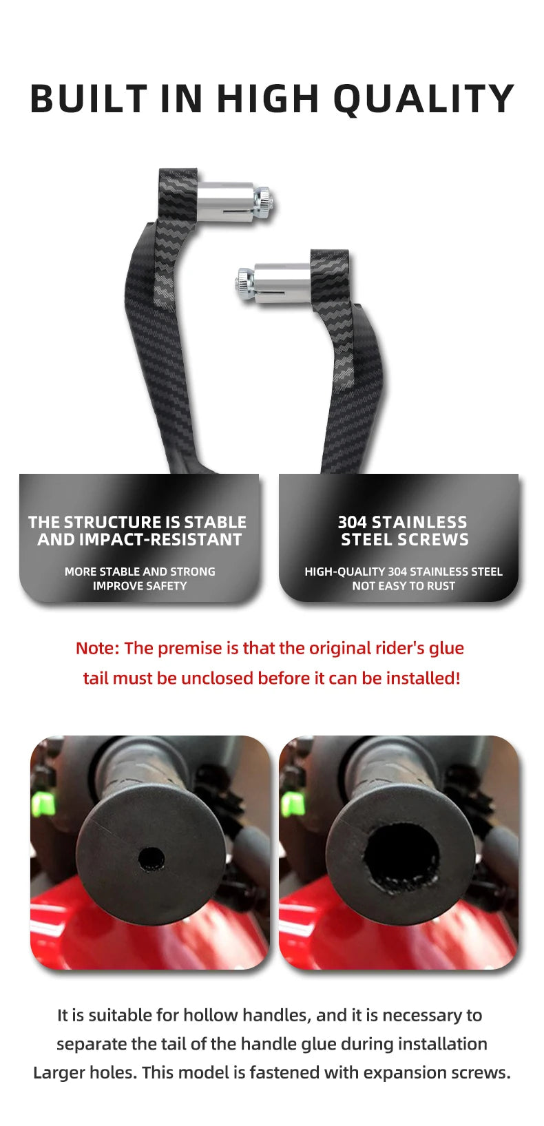Motorcycle Brake & Clutch Lever Hand Guards with Carbon Fiber Finish