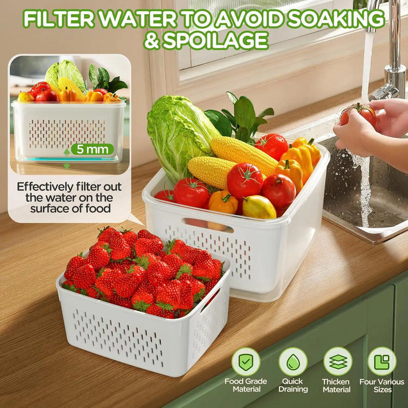 Contenedor de Almacenamiento para Frutas y Verduras con Colador Extraíble
