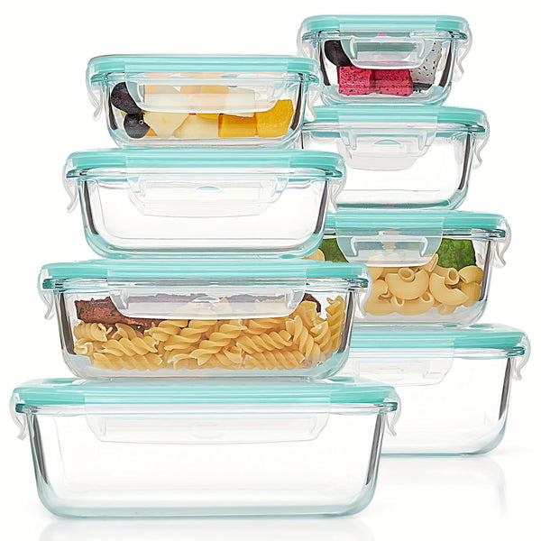 8-Piece Borosilicate Glass Food Storage Set with Leak-Proof Lids