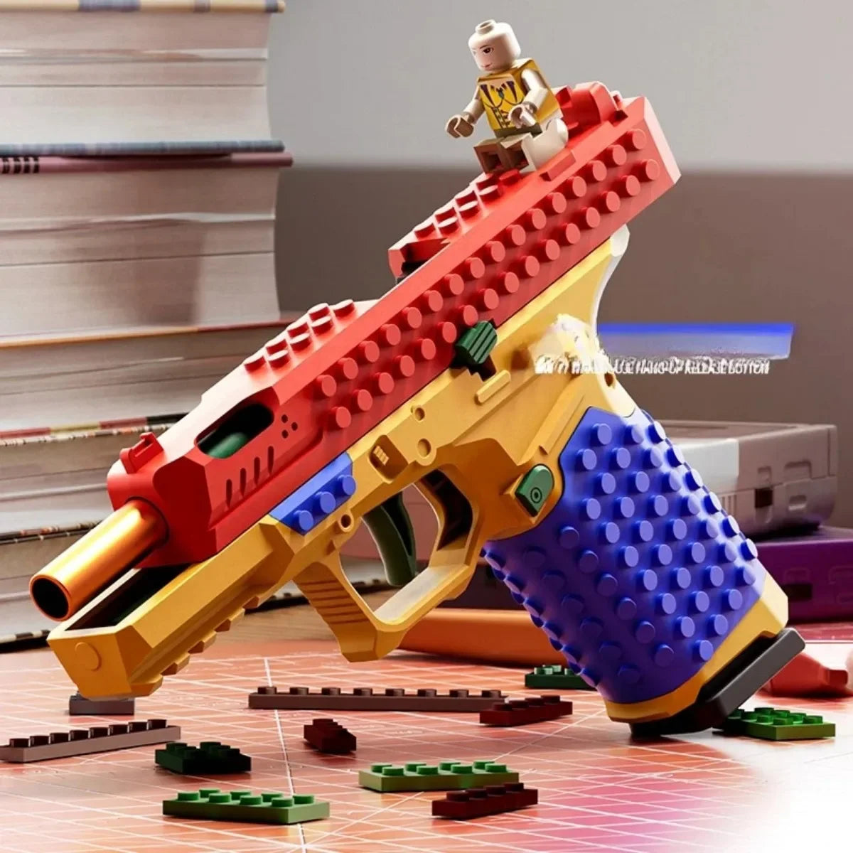 Continuous Fire Building Block Pistol with Ejecting Shells