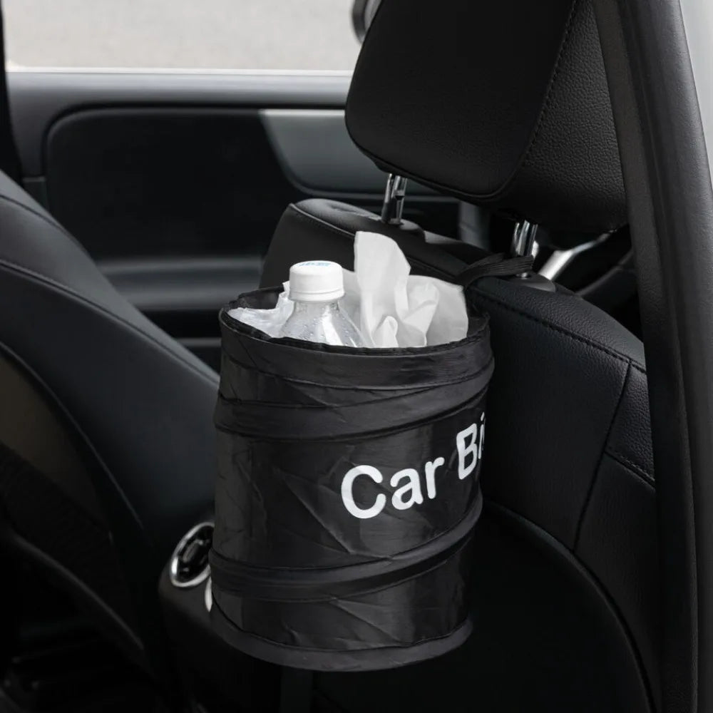 Waterproof Car Trash Can with Lid and Side Pocket