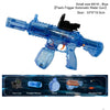 Blue M416 flash-trigger automatic water gun with accessories like a sniper scope and battery