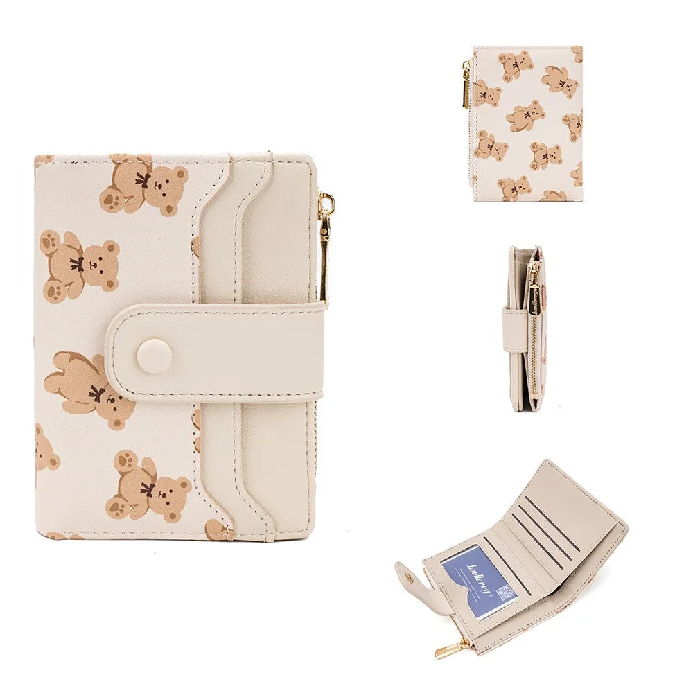 Compact PU Leather Wallet for Women with Card Slots and Coin Pocket