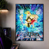 A vibrant poster featuring characters from Re:Zero with a sparkling, icy background.