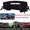 Black custom-fit dashboard cover for Silverado and Sierra 1500 trucks and SUVs