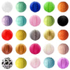 A collection of colorful round paper lanterns in various shades including green, blue, pink, orange, and yellow.