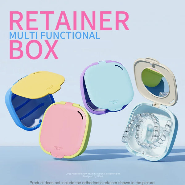 Colorful Denture & Retainer Case with Mirror and Drainage Basket