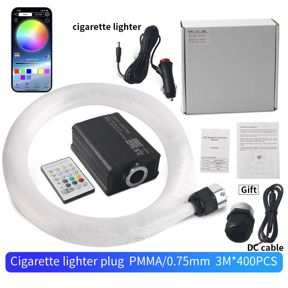 16W Starry Sky Fiber Optic Car Ceiling Light with Music Sync