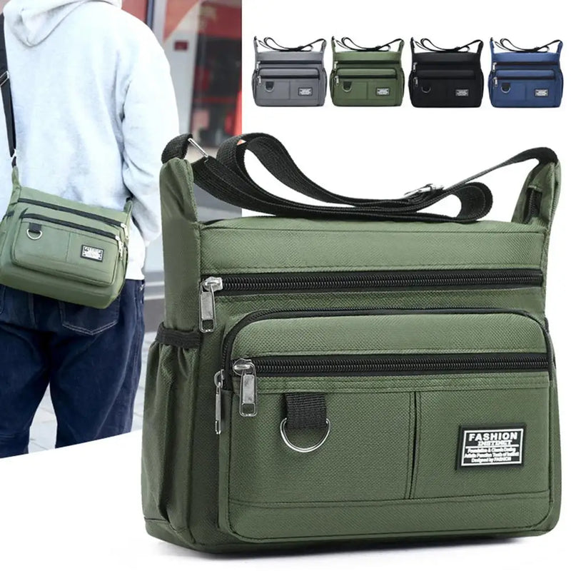 Men's Waterproof Crossbody Bag with Multi-Pocket Storage