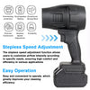 Black handheld jet fan with stepless speed adjustment features for efficient cleaning and comfort