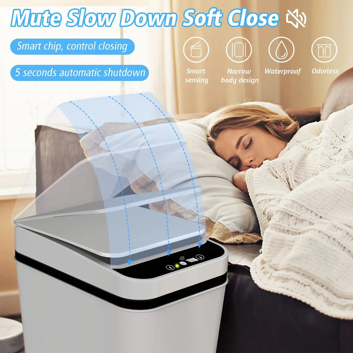 Touchless Motion Sensor Trash Can with Auto-Open Lid
