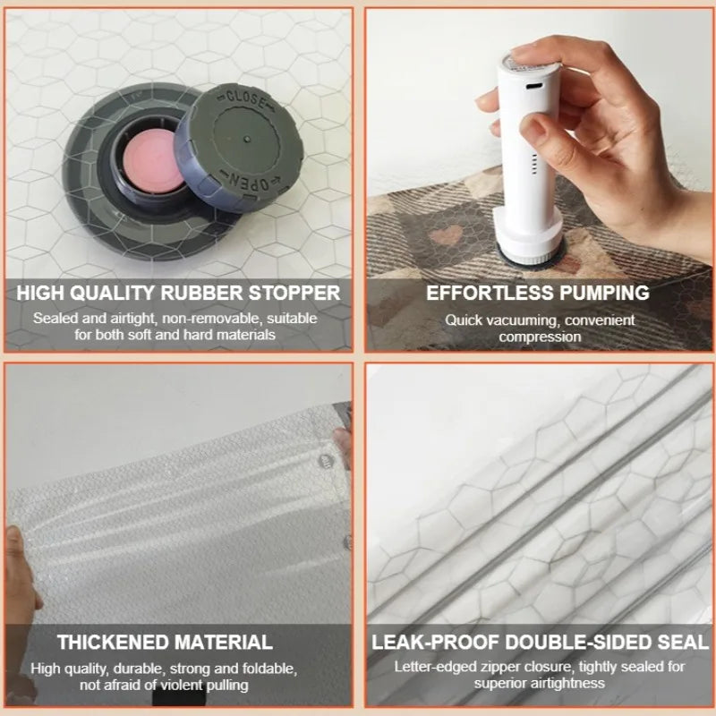 15-Piece Vacuum Storage Bag Set with Rechargeable Pump