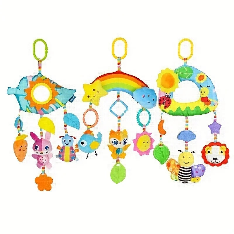 Rainbow Plush Car Hanging Toy with Jingle Bell