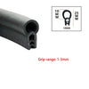 Black U-shaped EPDM rubber edge trim with a metal hook for grip