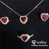 Red Heart Cubic Zirconia Jewelry Set