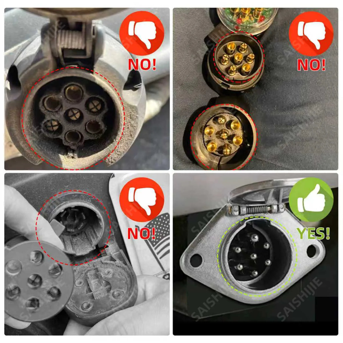7-Way Round Pin Trailer Circuit Tester for Semi-Trucks