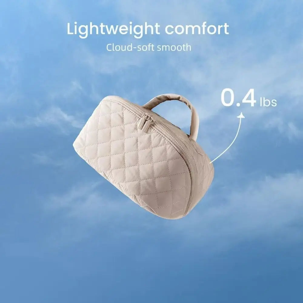 Wide-Open Lay-Flat Makeup Bag with Water-Resistant Lining