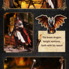 A fantasy scene featuring a dragon, a knight, and various wooden elements for a DIY book nook kit.