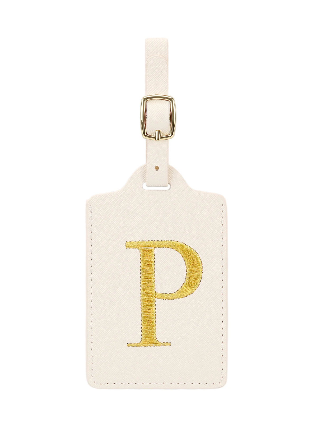 Personalized Embroidered Leather Luggage Tag with Letter Initial