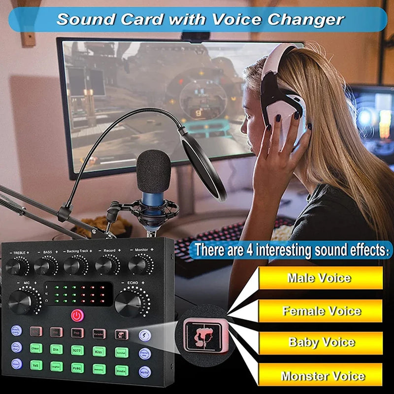 Podcast Recording Kit with Voice Changer & Mixer