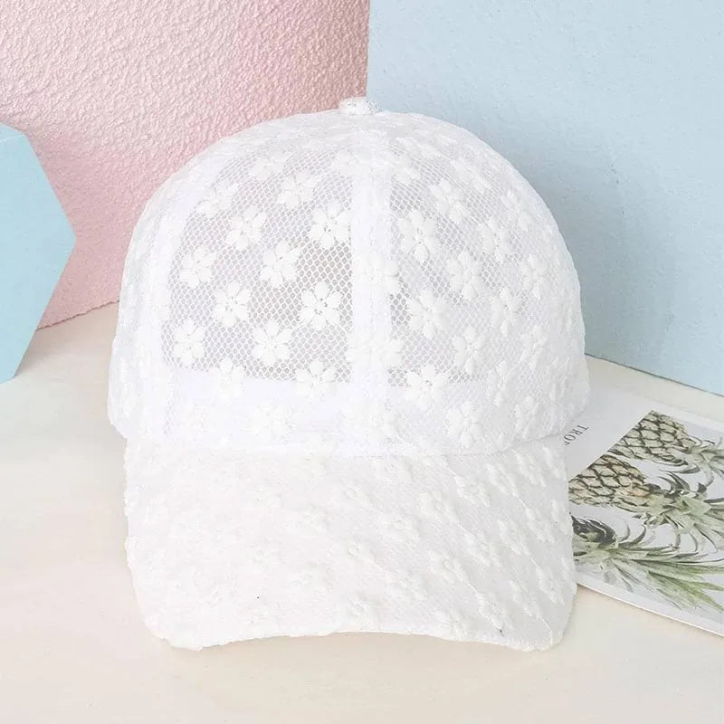 Lace Butterfly Snapback Cap with Rhinestone Accents