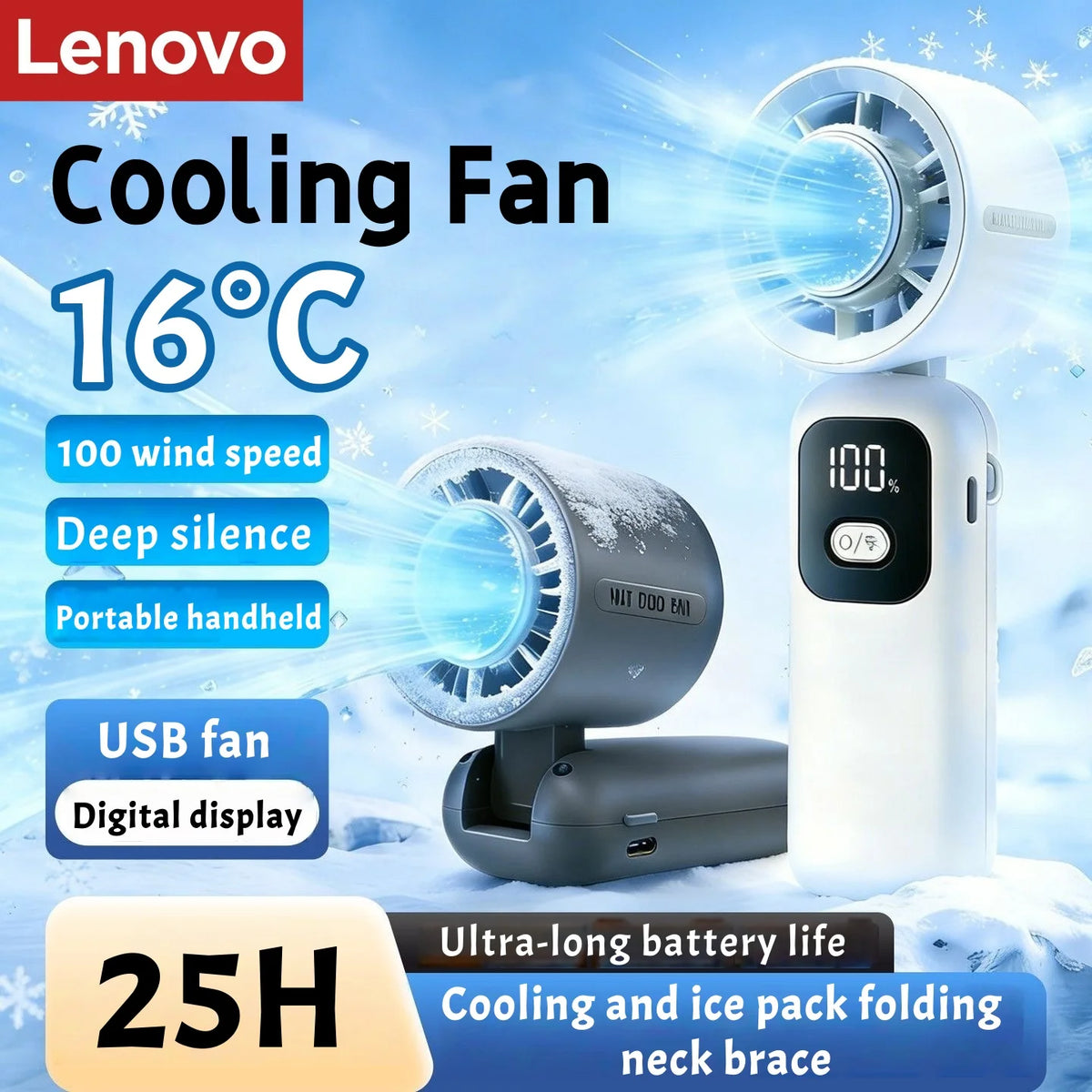 Portable Foldable Handheld Fan with 100 Speed Levels