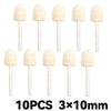 Ten wool felt polishing wheels with 3x10mm shafts for rotary tools