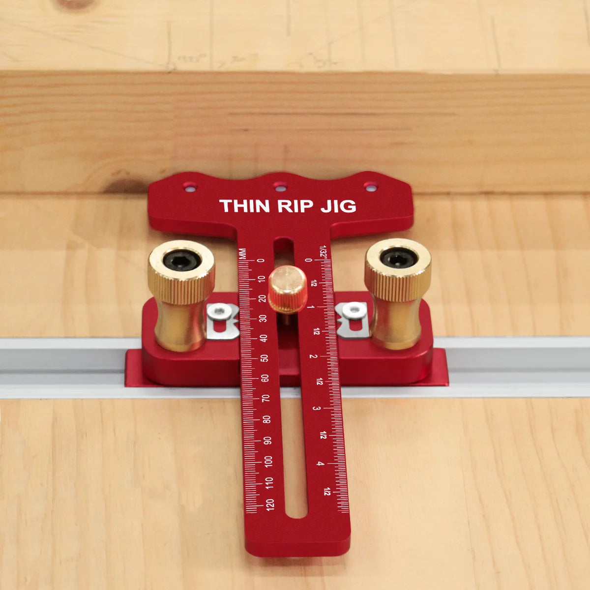 Precision Thin Rip Table Saw Jig with 3-Pulley System