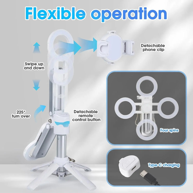 Compact Magnetic Selfie Stick Tripod with Bluetooth Remote