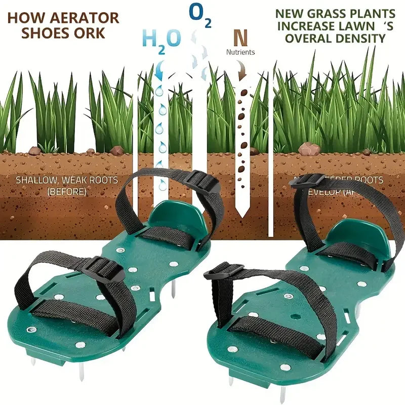 Manual Lawn Aerator Shoes with Metal Spikes