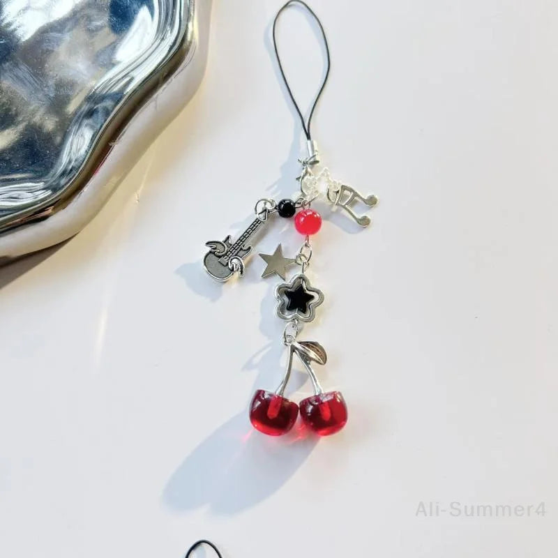 Red Cherry Bow Phone Chain & Keychain