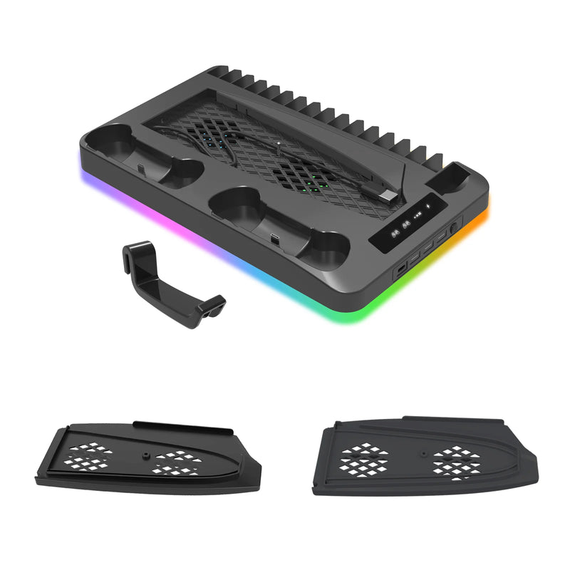 PS5 Cooling Stand with RGB Lighting & Dual Controller Charger