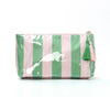 Large-Capacity Striped Cosmetic Bag with Contrasting Design