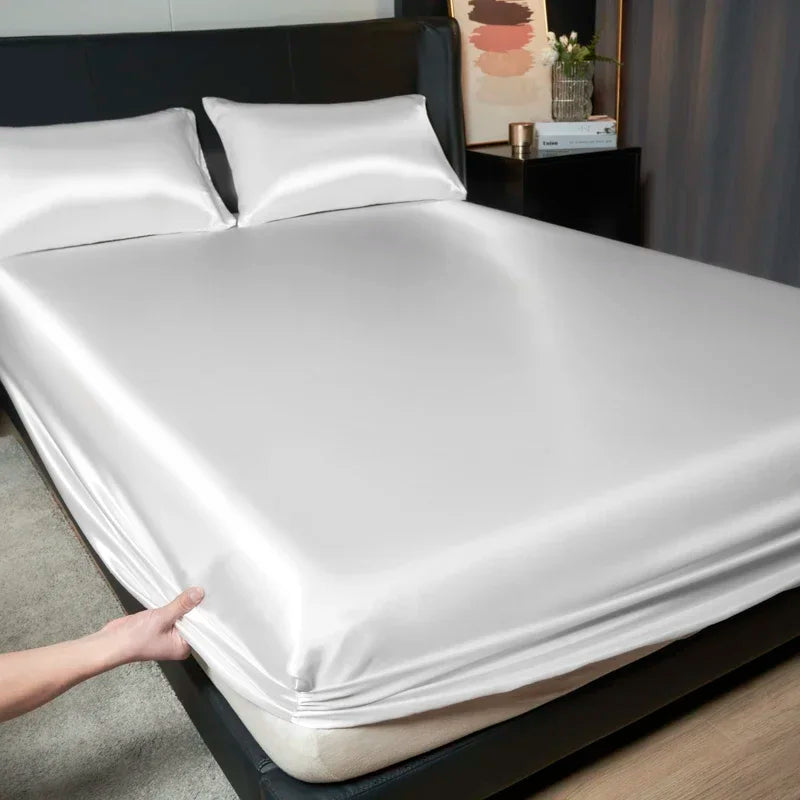 Luxury Satin Fitted Sheet Set with Pillowcases