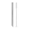Reusable 304 stainless steel drinking straw with a cleaning brush.