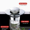 A close-up view of a triple blockade closed seamless drain filter with a self-contained valve and filter basket for sinks.