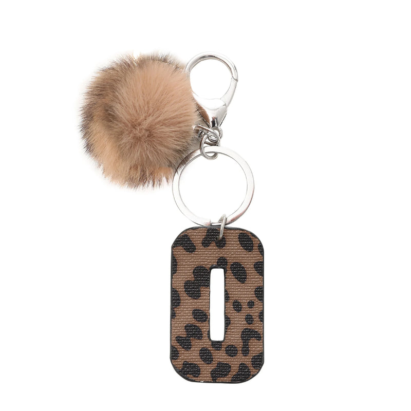 Leopard Print Letter Keychain