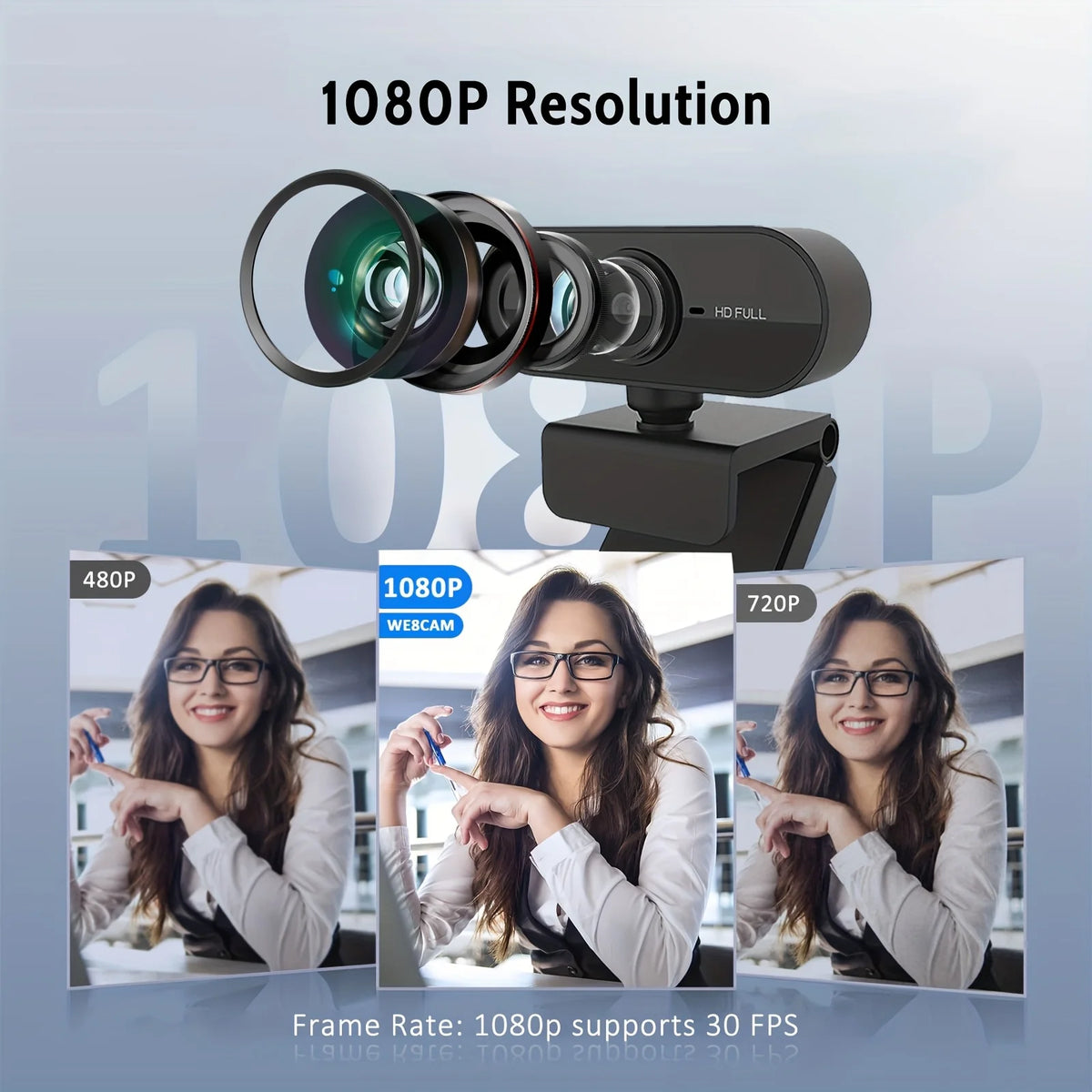Full HD USB Webcam with Built-in Microphone