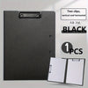 A black A3/A4 clip folder with a protective cover shown next to an open folder.