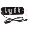 Black LED taxi sign with the letters LYFT-SV and a power cord and disc.