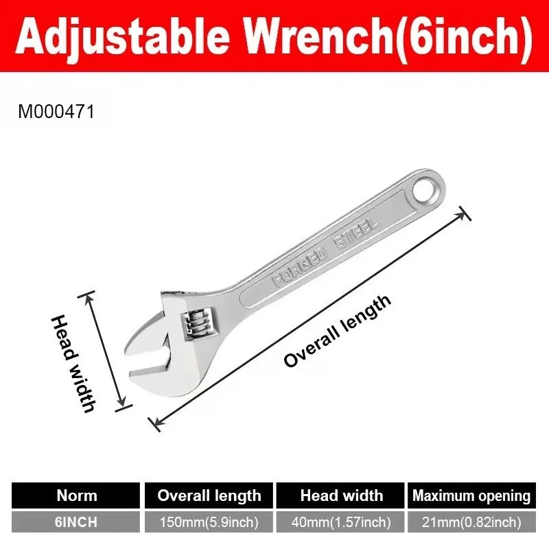 Clé à molette robuste avec long manche réglable