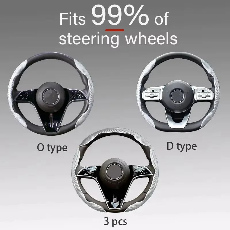 Carbon Fiber Style Microfiber Leather Steering Wheel Cover