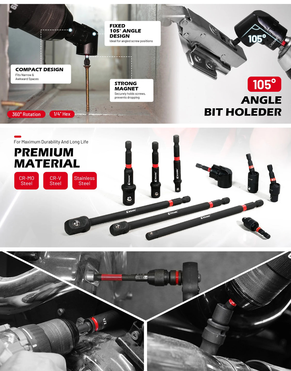 14-Piece Impact Socket Adapter Set with Quick-Release Extensions and Magnetic Holder