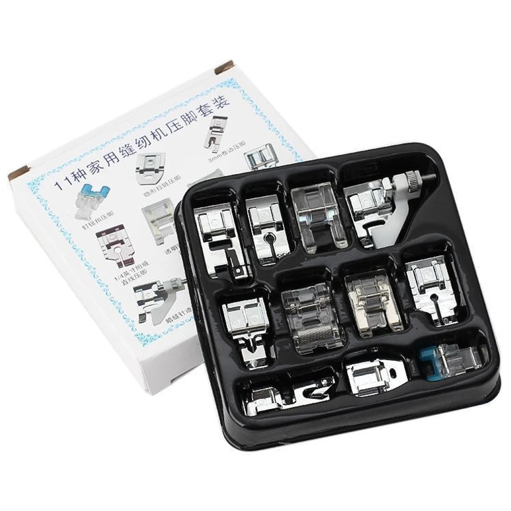 11-Piece Snap-On Presser Foot Set for Low Shank Sewing Machines