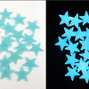 A collection of 100 translucent light blue star-shaped wall stickers for a kids' room.