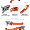 CNC aluminum brake and clutch lever set in orange and silver colors for dirt bikes
