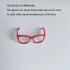A pair of bright red, rectangular fashion doll glasses.