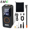 A portable dual-screen air compressor device with various accessories for inflating car tires.
