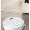 A white 3-in-1 smart robot vacuum cleaner is shown on a wooden floor.
